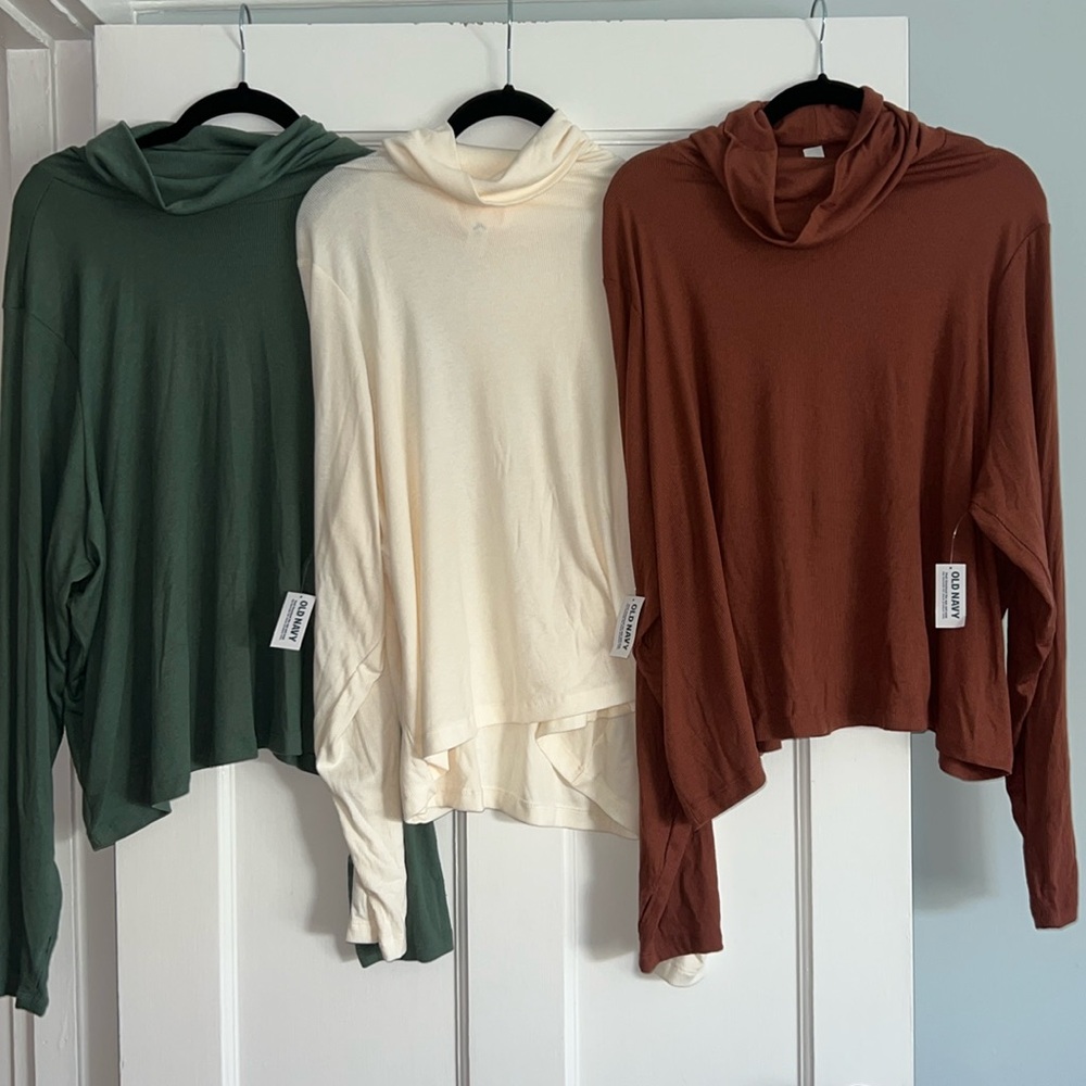 Three NWT Old Navy 3x Cowl Neck Sweaters